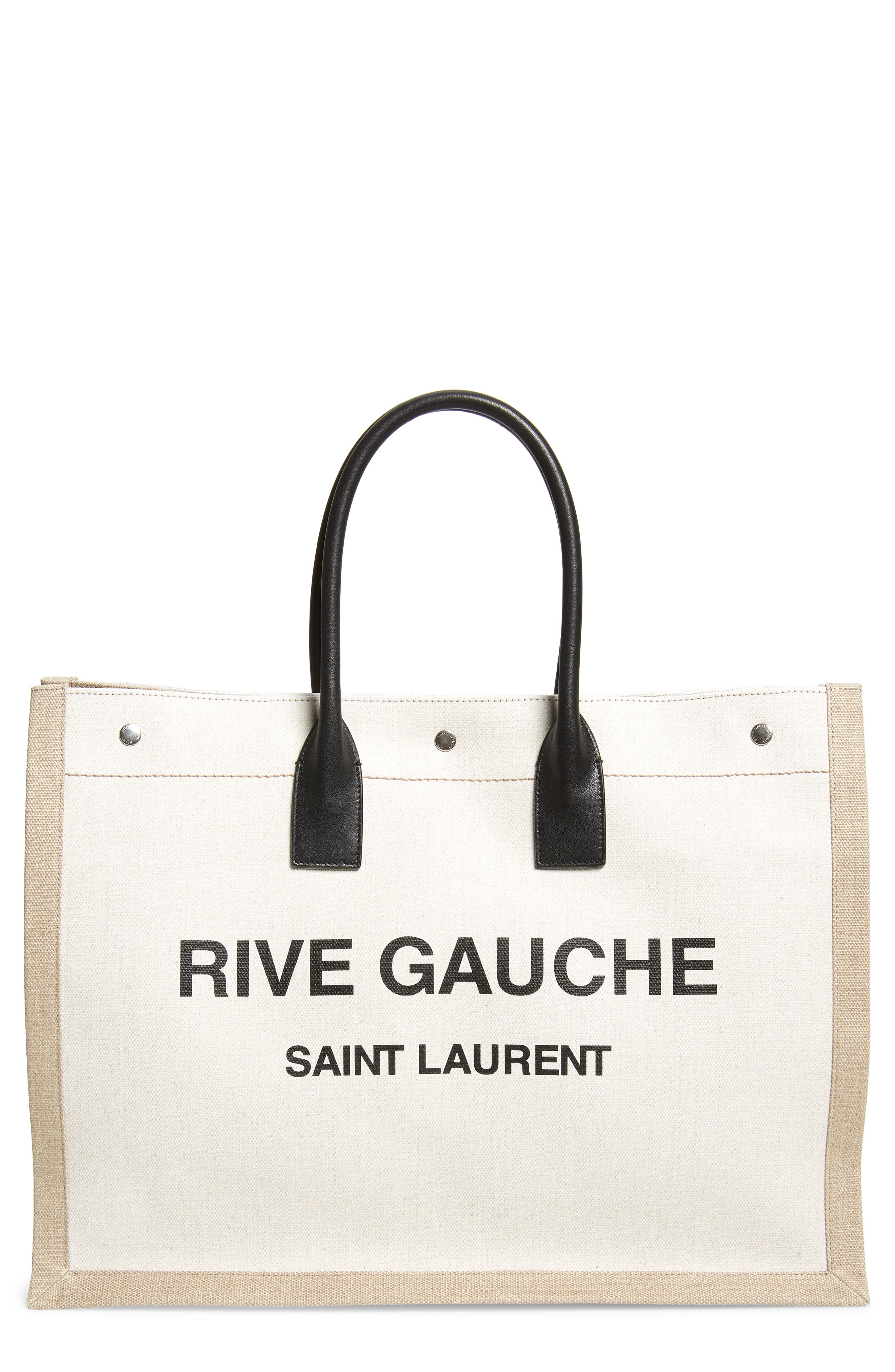 Noe Rive Gauche Logo Canvas Tote, Main, color, BLANC