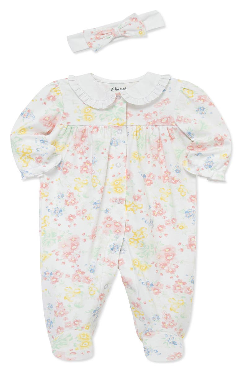 Little Me Garden Floral Footie & Headband Set, Alternate, color, Floral