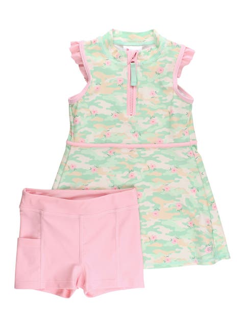 Girls Sleeveless Zip Ruffle Sleeve Upf50+ Active Dress