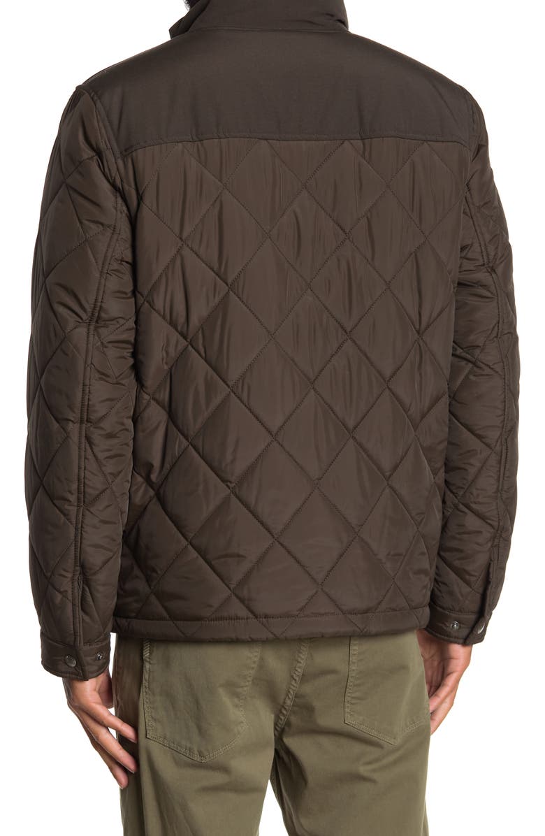 Cole Haan Signature COLE HAAN Mixed Media Faux Shearling Lined Diamond Quilted Jacket, Alternate, color, Olive