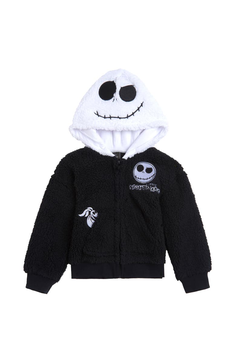 Disney Faux Shearling Hoodie, Main, color, Black / Jack Skellington
