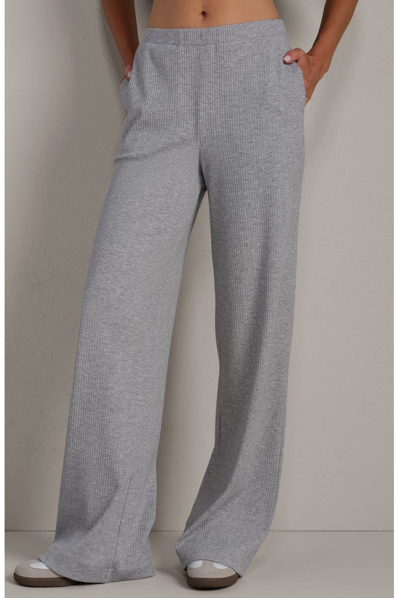 LivLuxe Rib Wide Leg Pants, Main, color, HEATHER GRAY