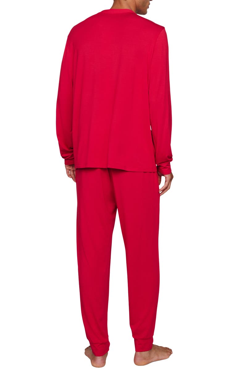 Eberjey Henry Stretch Tencel<sup>®</sup> Modal Long Pajamas, Alternate, color, Holly Red
