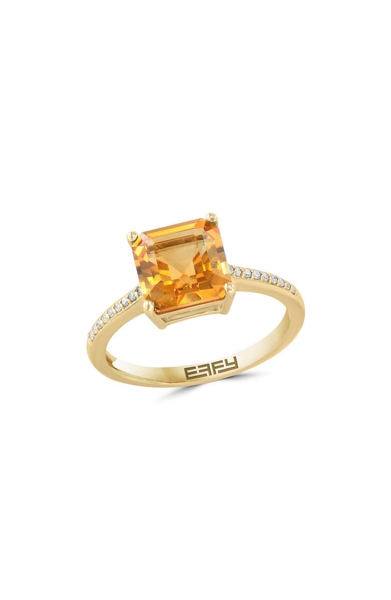EFFY 14K Gold Diamond & Citrine Ring, Main, color, Orange