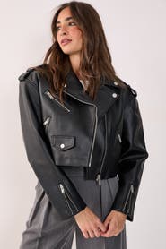 NASTY GAL Faux Leather Boxy Biker