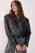 NASTY GAL Faux Leather Boxy Biker