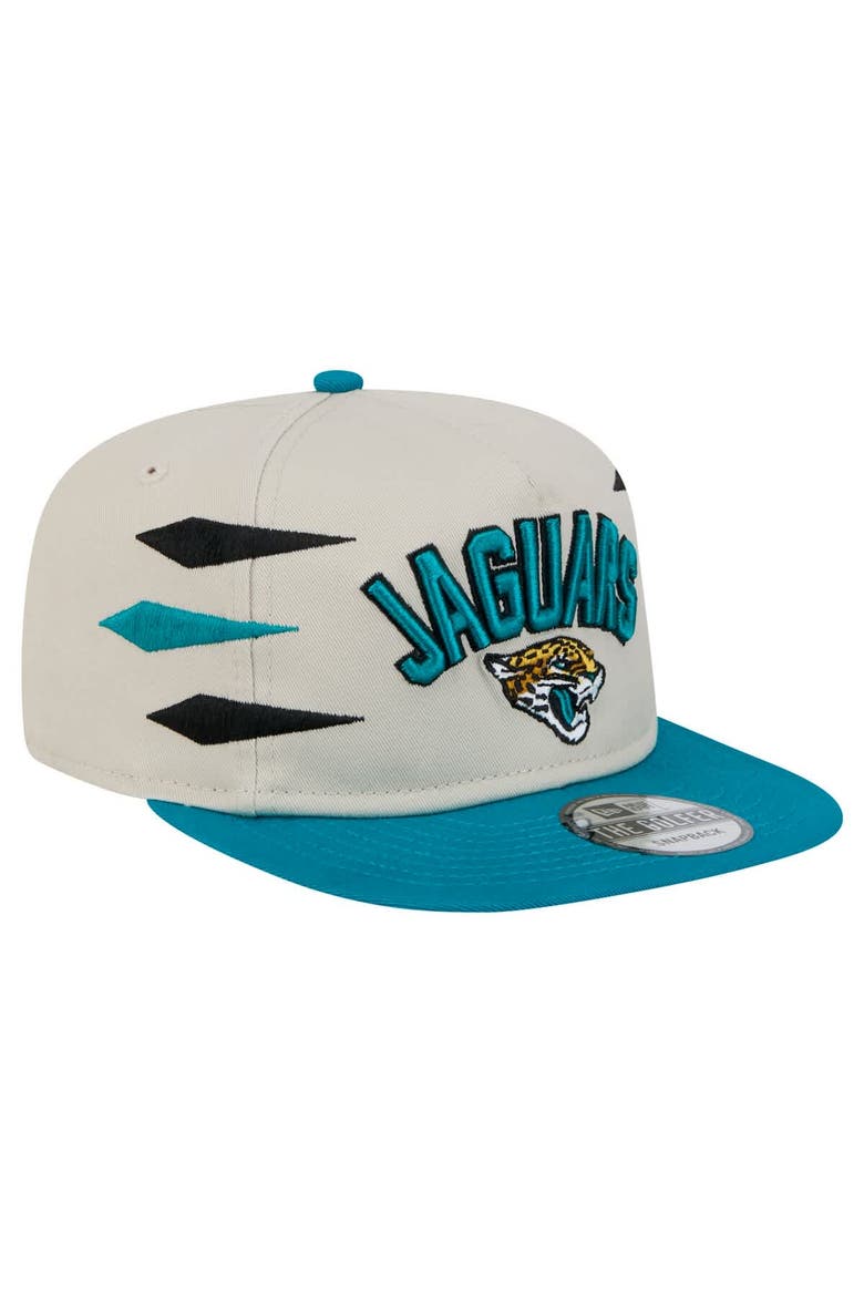 Men's New Era Stone/Teal Jacksonville Jaguars Athletic Golfer Snapback Hat, Alternate, color, Stone