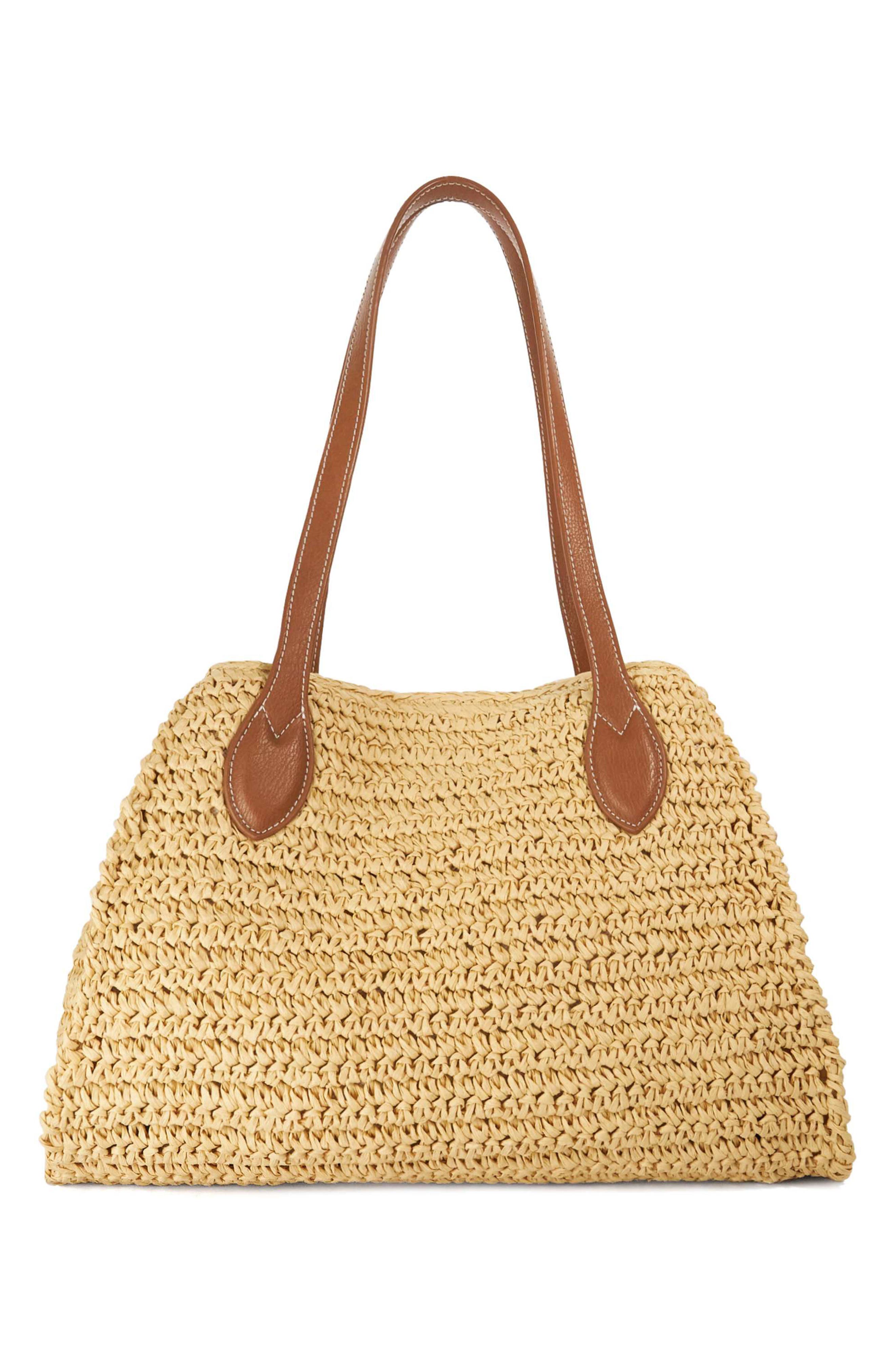 Dune London Devotedly Raffia Satchel, Alternate, color, Natural