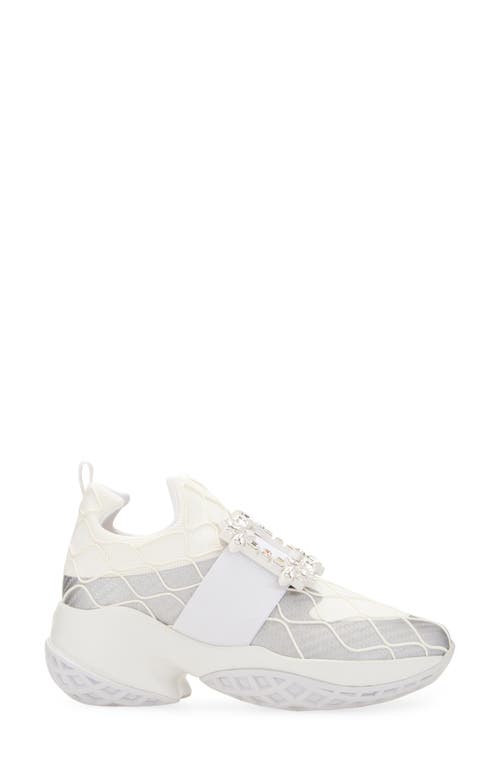 Roger Vivier Viv Run Strass Technical In Argento/bianco