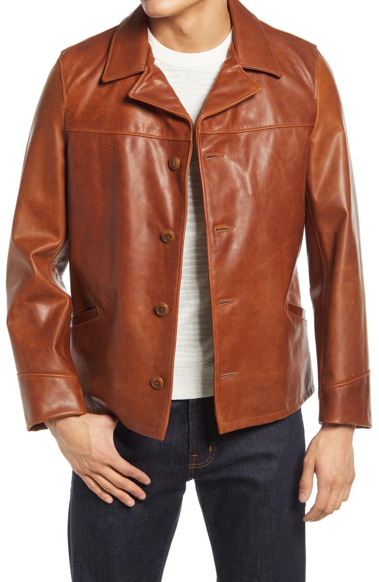 Schott NYC Cowhide Leather Car Coat | Nordstrom