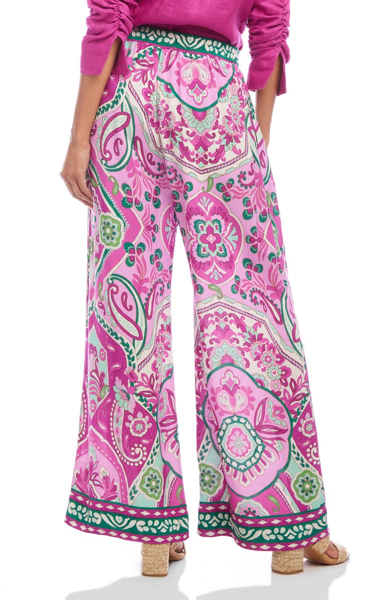 Karen Kane Print High Waist Wide Leg Pants, Alternate, color, Pink Print