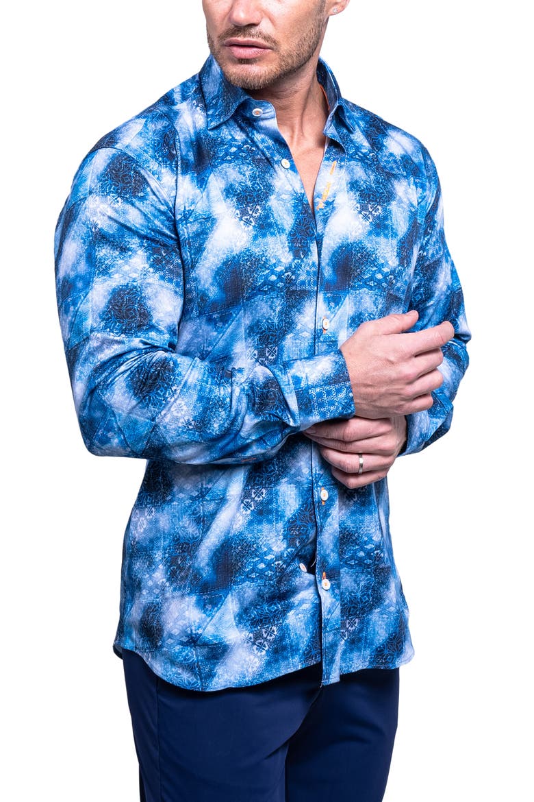 Fibonacci Resistance Contemporary Fit Button-Up Shirt, Alternate, color, BLUE