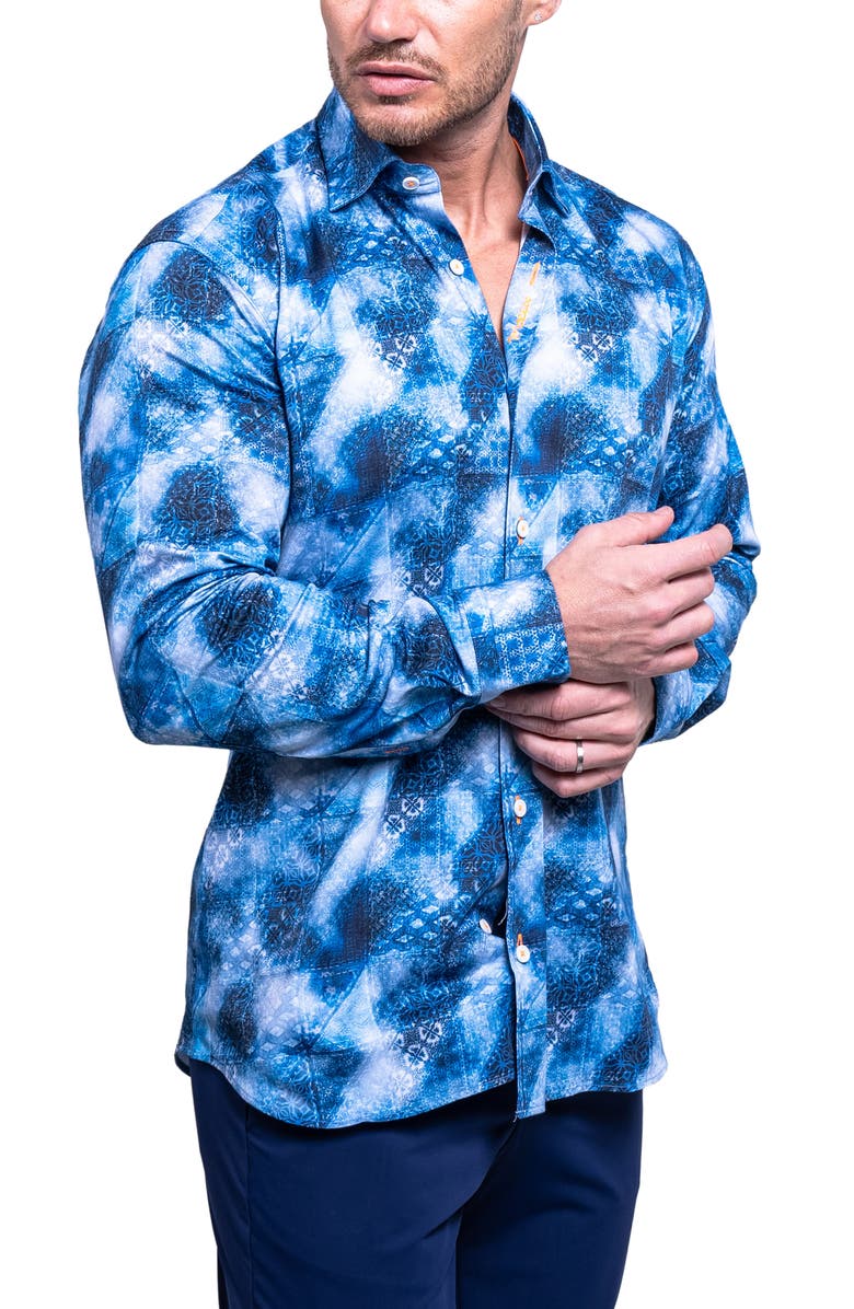 Maceoo Fibonacci Resistance Contemporary Fit Button-Up Shirt, Alternate, color, Blue