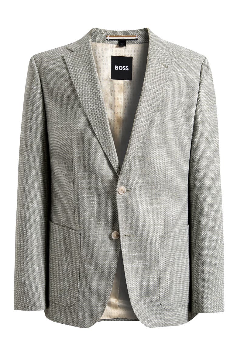 Hutson Slim Fit Grey Mélange Slub Cotton Blend Sport Coat, Main, color, GREEN