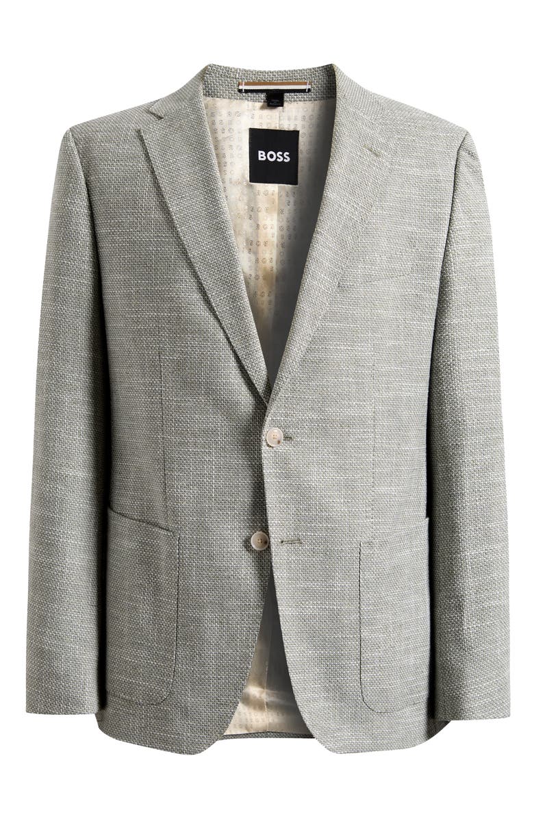 BOSS Hutson Slim Fit Grey Mélange Slub Cotton Blend Sport Coat, Main, color, Green