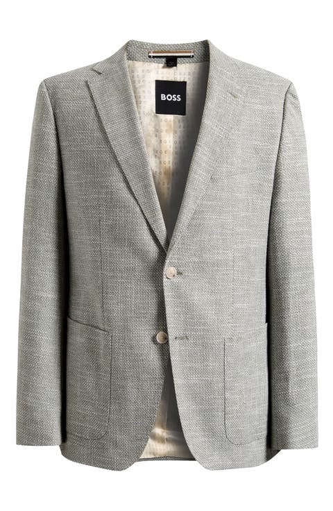 Hutson Slim Fit Grey Mélange Slub Cotton Blend Sport Coat