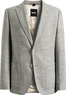 BOSS Hutson Slim Fit Grey Mélange Slub Cotton Blend Sport Coat