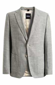 Hutson Slim Fit Grey Mélange Slub Cotton Blend Sport Coat