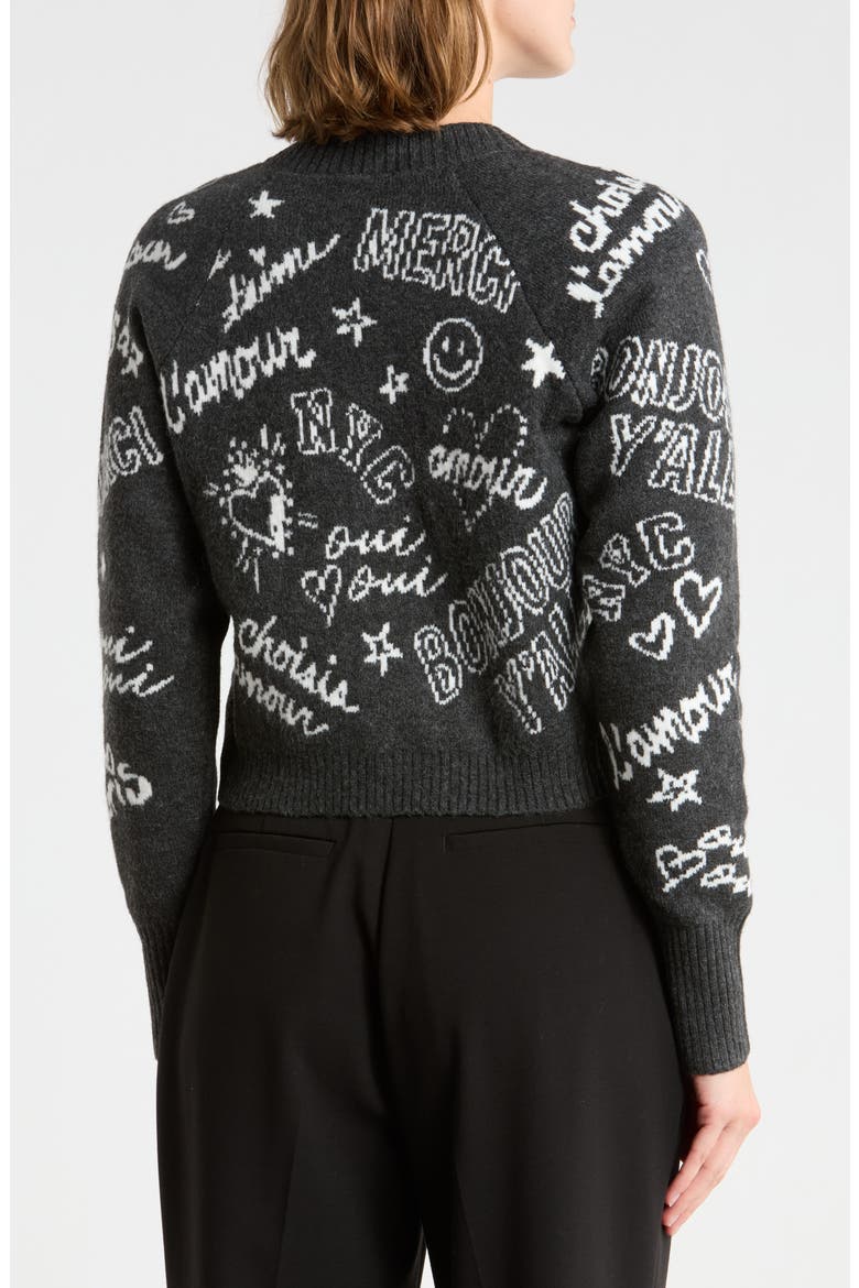 Loove Doodles Millie Cardigan, Alternate, color, HEATHER GREY/ IVORY