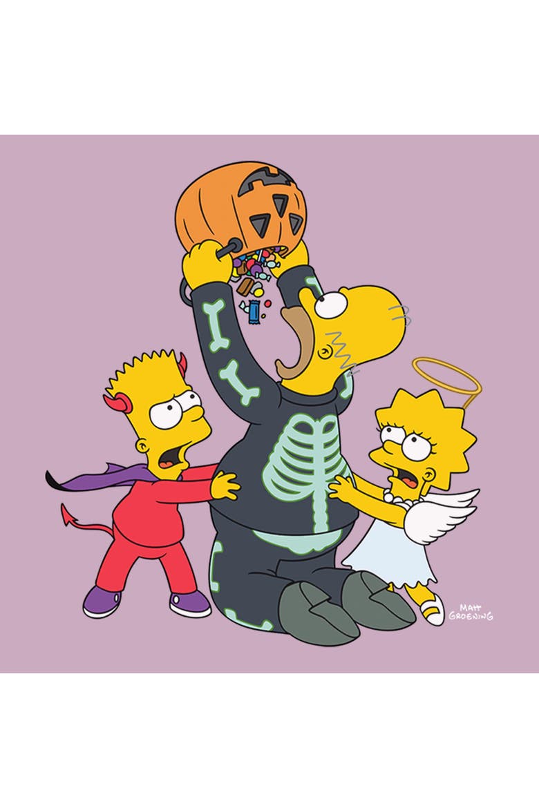 Juniors The Simpsons Halloween Greedy Homer Sweatshirt, Alternate, color, Lavender