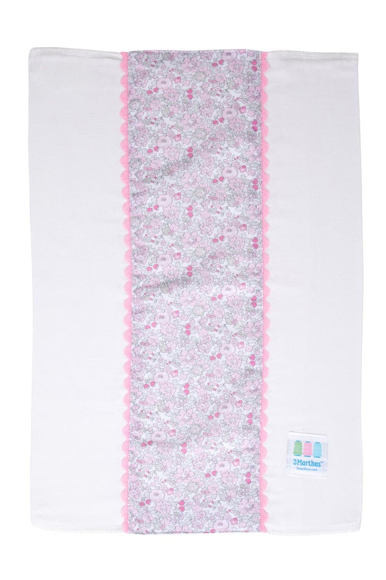 Floral Fancy Fabric Burp Cloth, Alternate, color, Elephant Floral /Pink Trim