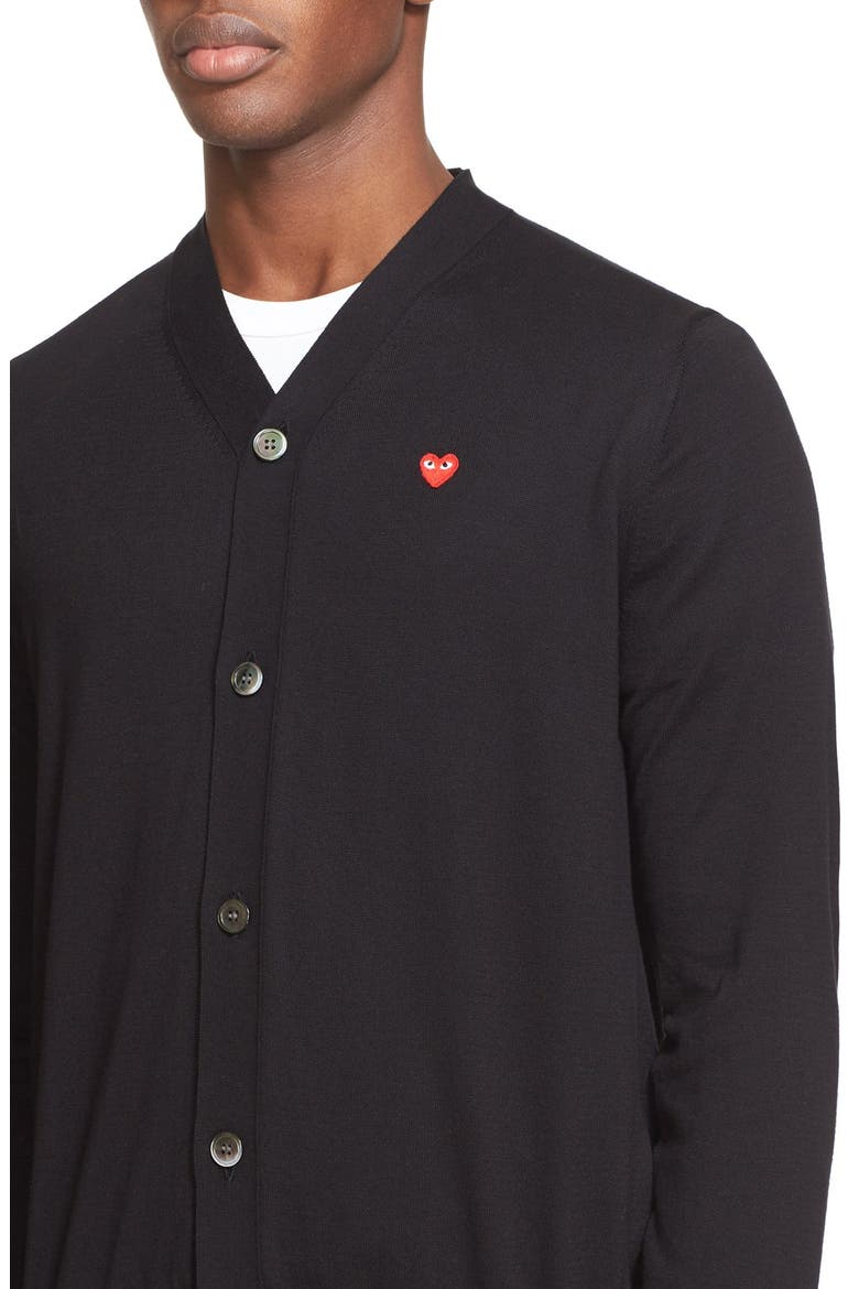 Cotton V-Neck Cardigan, Alternate, color, BLACK