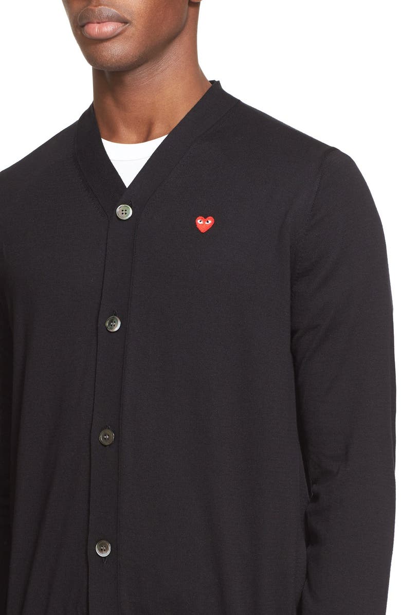 Comme des Garçons PLAY Cotton V-Neck Cardigan, Alternate, color, 