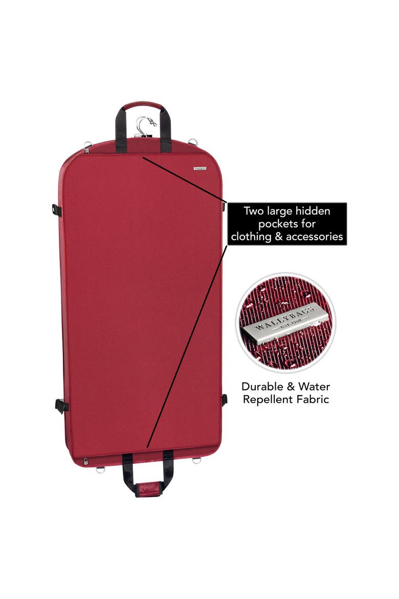 42" Premium Travel Garment Bag with shoulder strap and two large pockets, Alternate, color, Red