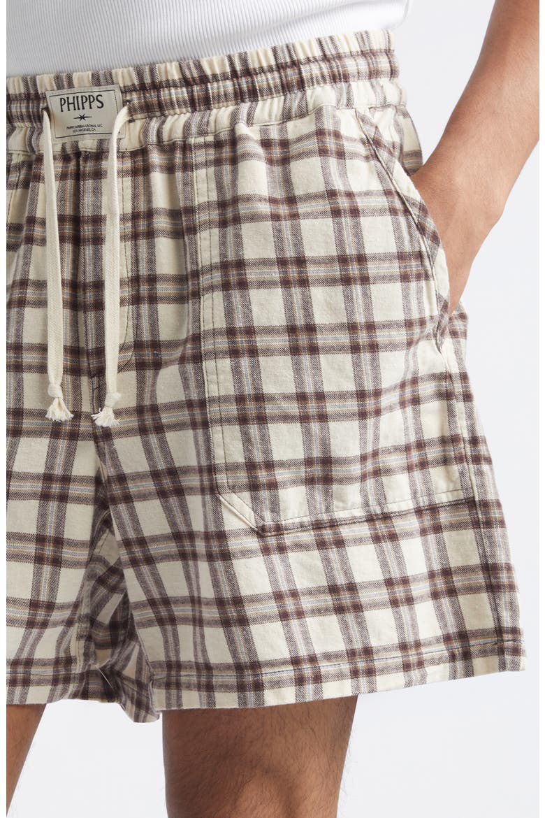 Kennedy Plaid Cotton Flannel Shorts, Alternate, color, SAND PLAID