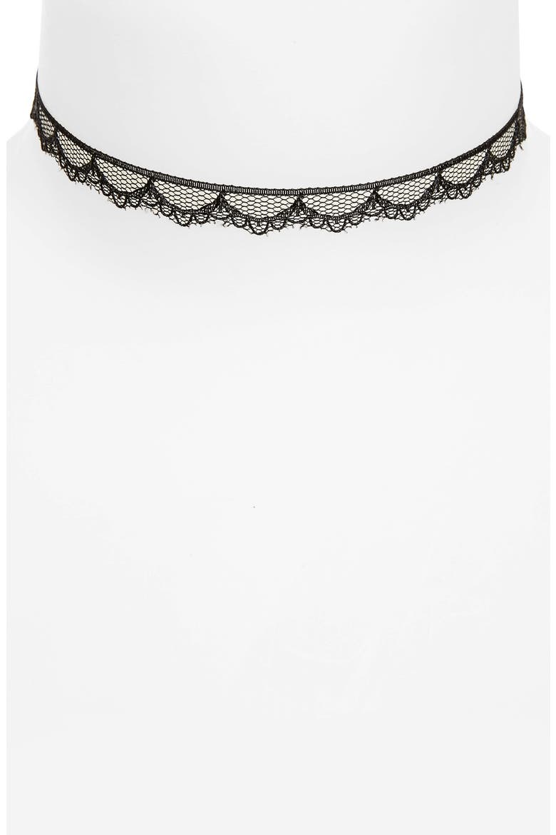 Scalloped Lace Choker, Main, color, BLACK