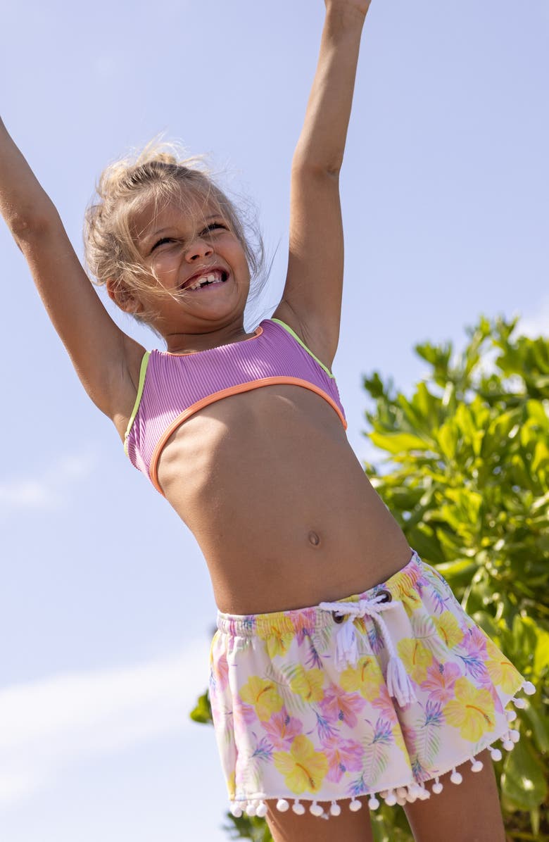 Snapper Rock Kids' Vacay Pop Crop UPF 50+ Two-Piece Swimsuit, Alternate, color, Lilac