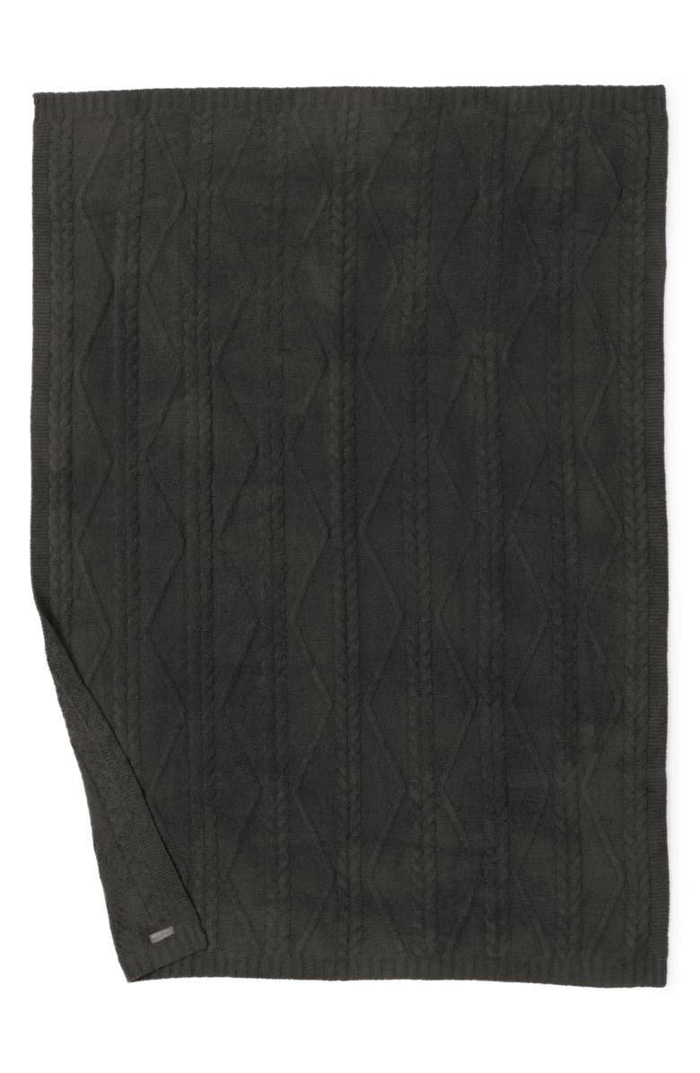 Barefoot Dreams<sup>®</sup> CozyChic<sup>®</sup> Fisherman Cable Throw Blanket, Main, color, Dark Moss