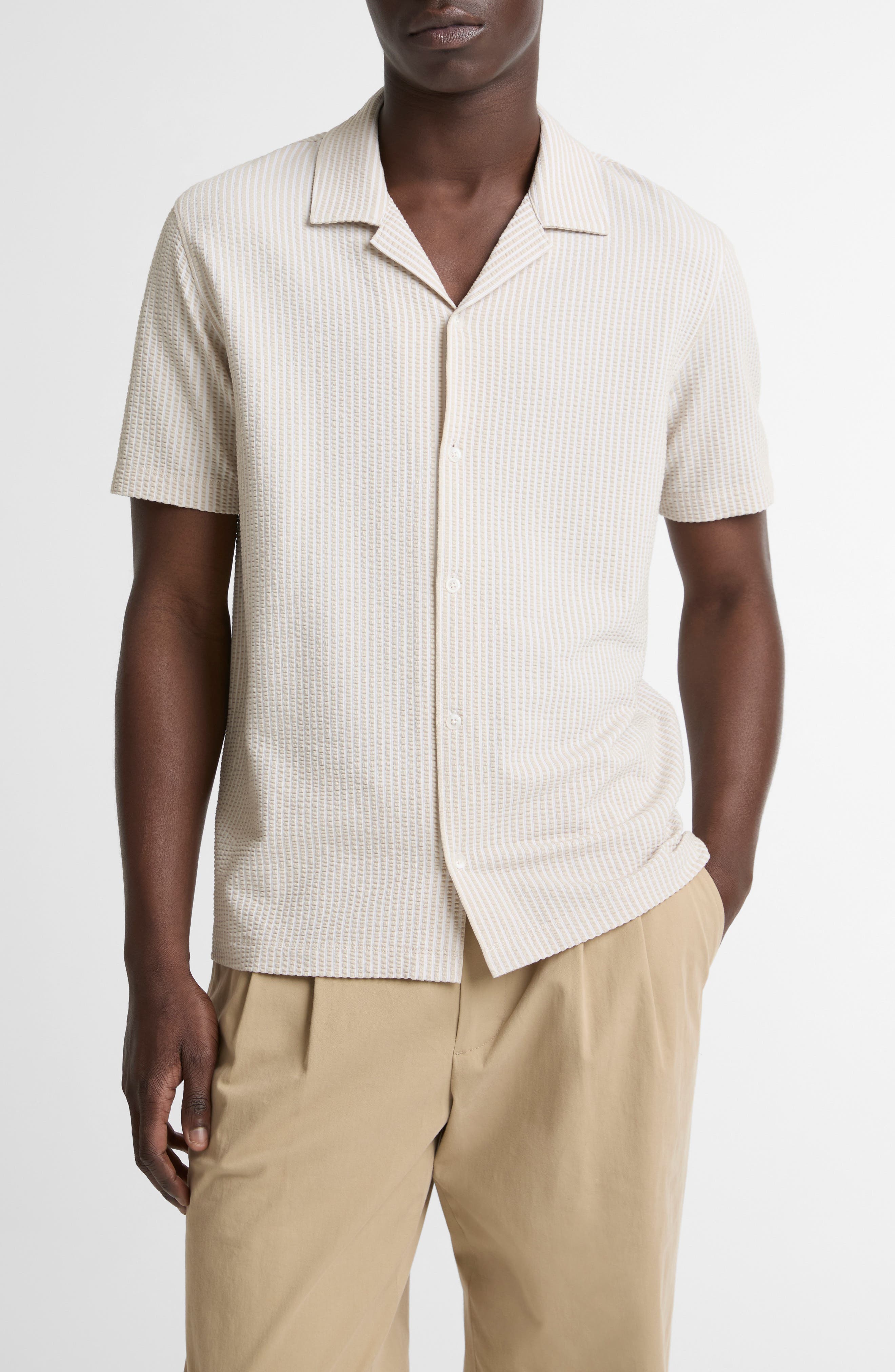 Stripe Seersucker Button Down Top