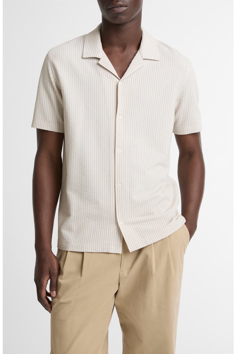 Stripe Seersucker Button Down Top, Main, color, MINERAL/OPTIC WHITE