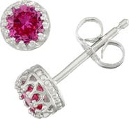 FZN Sterling Silver Stone Crown Stud Earrings