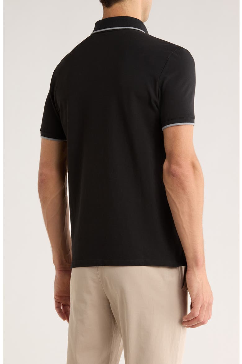 Stretch Piqué Solid Tipped Polo, Alternate, color, BLACK