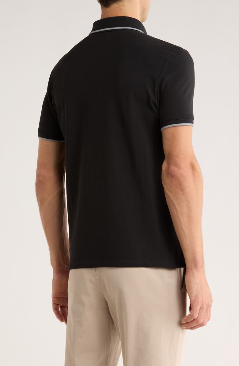Calvin Klein Stretch Piqué Solid Tipped Polo, Alternate, color, Black