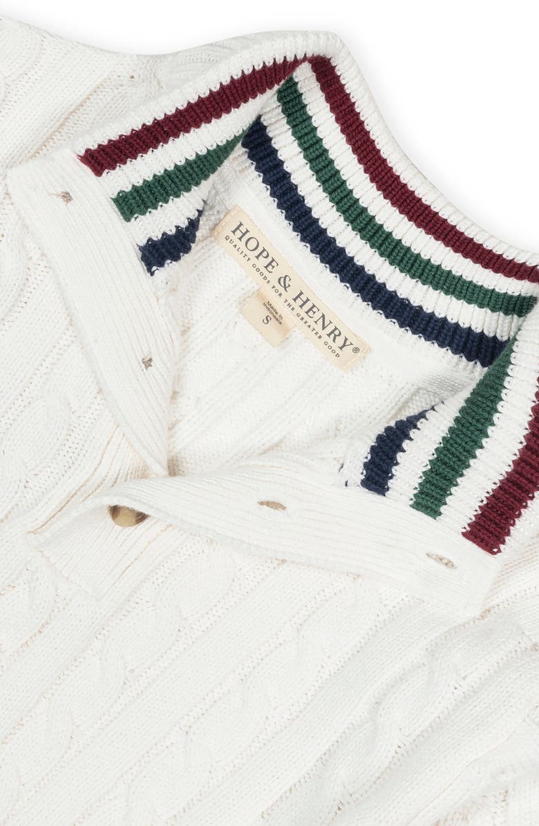 Hope & Henry Baby Boys' Organic Mock Neck Cable Sweater, Infant, Alternate, color, Soft White Cable Tipping