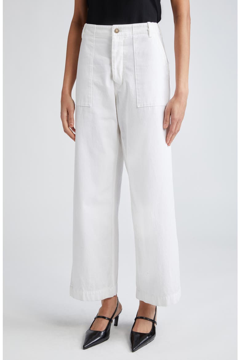 Leon Wide Leg Cotton Pants, Main, color, WHITE