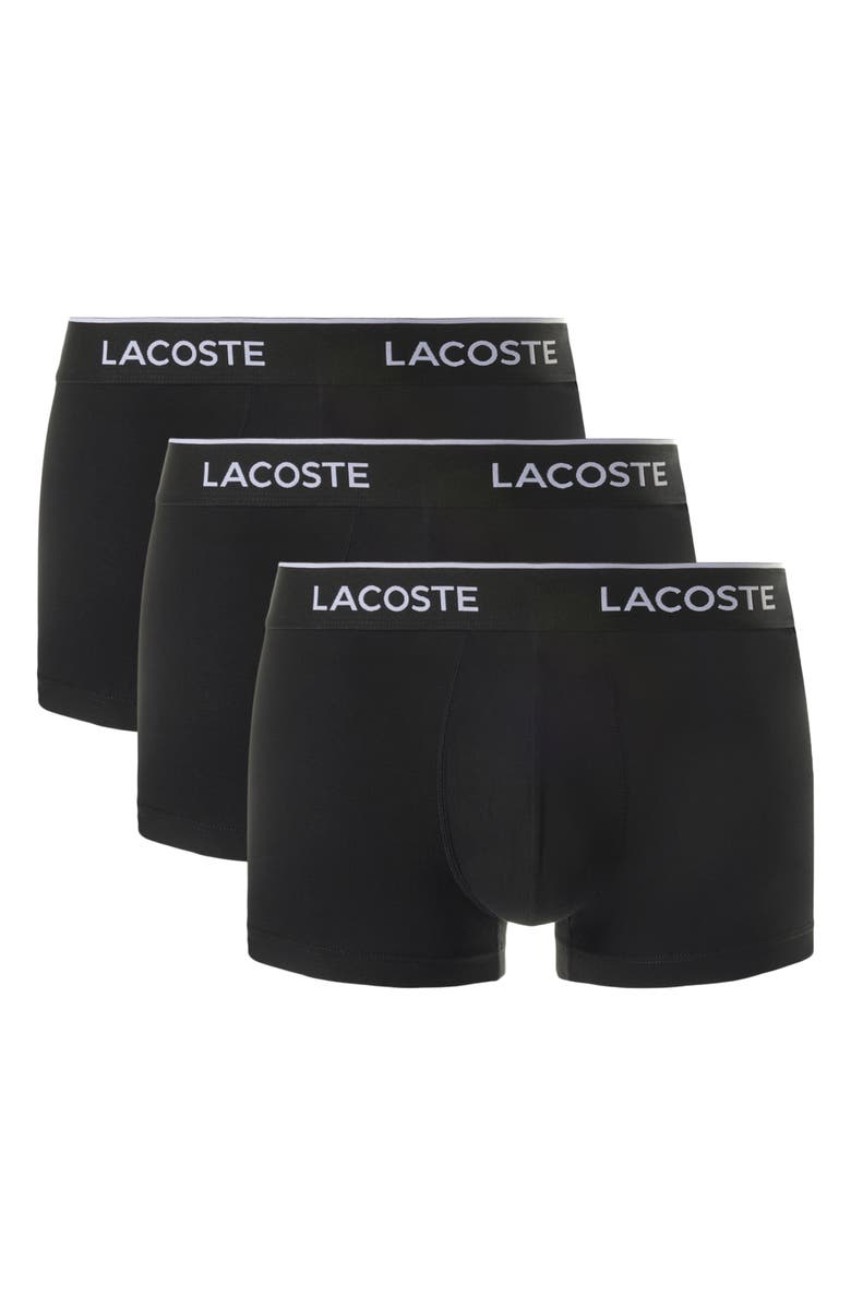 Lacoste 3-Pack Stretch Cotton Boxer Briefs, Main, color, Black