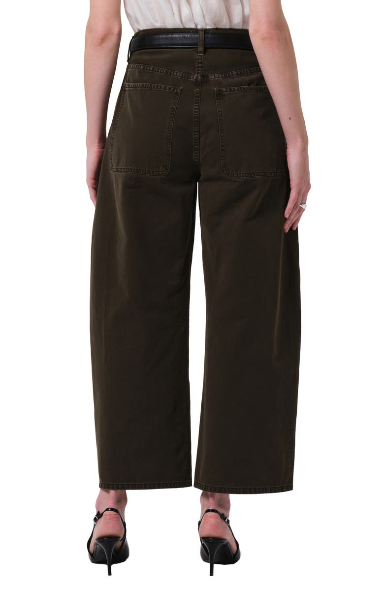 Citizens of Humanity Ayla High Waist Crop Wide Leg Twill Utility Pants, Alternate, color, Dark Olive
