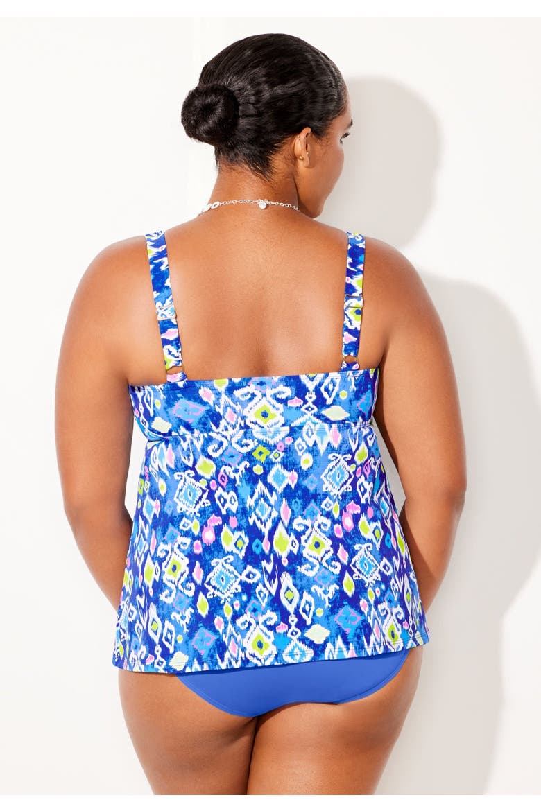 V Neck Flowy Tankini Top, Alternate, color, Pastel Geo