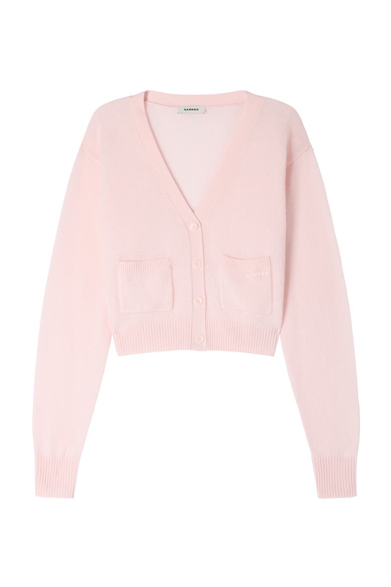 Cropped cashmere wool cardigan, Alternate, color, Light pink