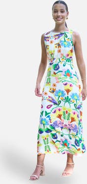 Yumi Cotton Abstract Print Maxi Dress