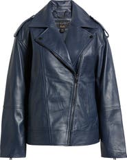 Bernardo Relaxed Moto Leather Jacket