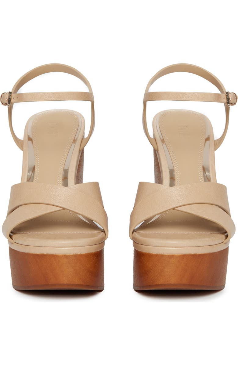 PAIGE Harlow Ankle Strap Platform Wedge Sandal, Alternate, color, Latte