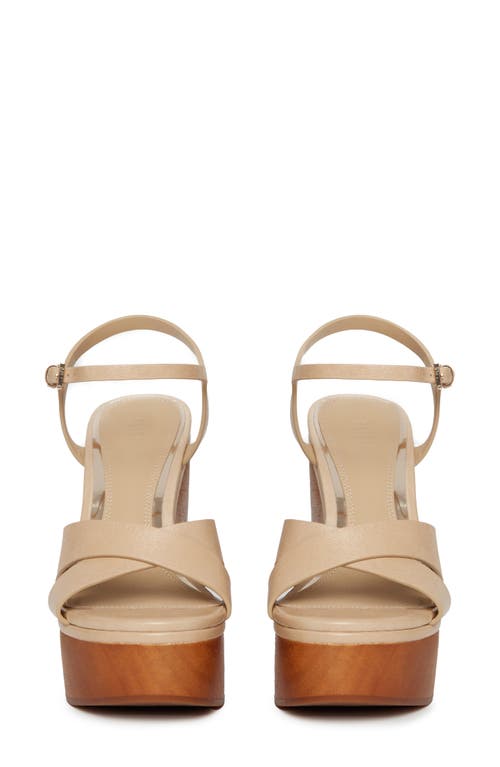 Shop Paige Harlow Ankle Strap Platform Wedge Sandal In Latte