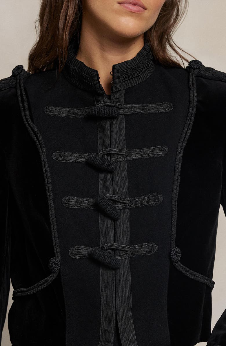Polo Ralph Lauren Soutache Trim Velveteen Toggle Jacket, Alternate, color,