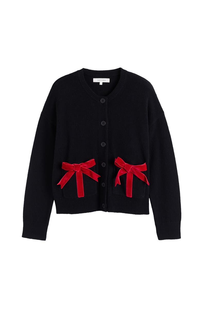 Chinti & Parker Wool-Cashmere Velvet Bow Cardigan, Alternate, color, 