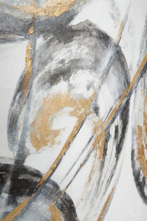 Large Metallic Gold & Black Contemporary Abstract Framed Art Painting